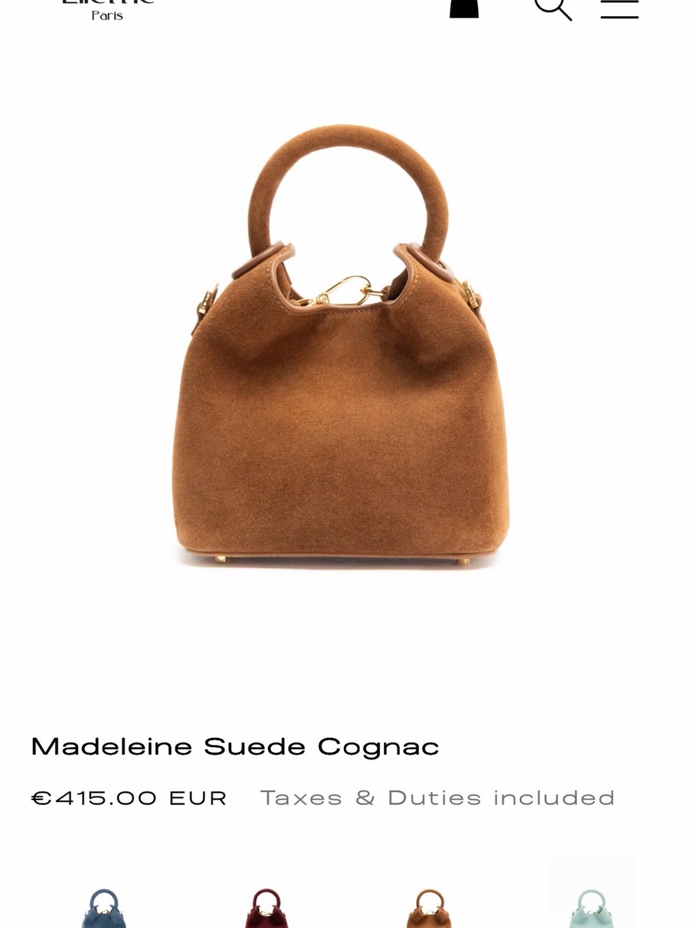 Elleme Paris- Suede Hobo Shoulder Bag in Brown - Classic Everyday Tote - Picture 7 of 7